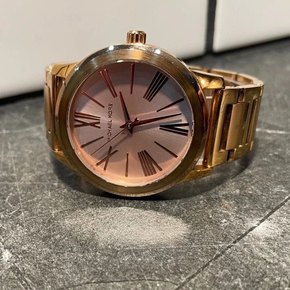 Ladies Copper/Rose Gold Tone Michael Kors Watch with Box - New Battery
